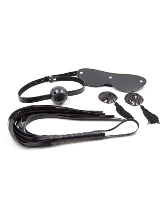 Ensemble Bondage noir - 4 pièces 